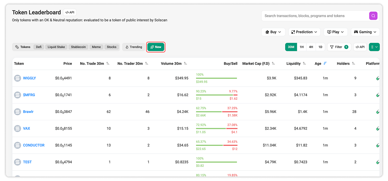 New Token Tab